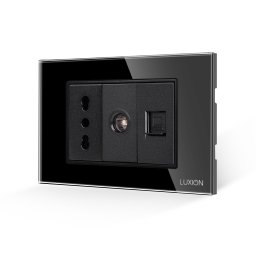 Priza îngusta 3M TV + Internet Luxion cu rama din sticla, negru