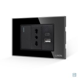 Intrerupator cap scara cu priza ingusta si USB A+C, Luxion 3M negru