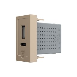 Modul priza USB-A + USB-C 20W Livolo, auriu, încarcare rapida