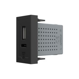 Modul priza USB-A + USB-C 20W Livolo, încarcare rapida, negru