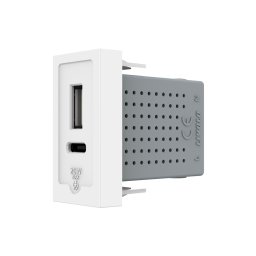 Modul priza USB-A si USB-C 20W Livolo, alb, încarcare rapida