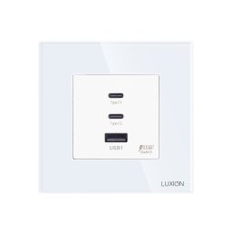 Priza USB Fast Charge 65W cu USB-A, 2 USB-C si rama din sticla Luxion