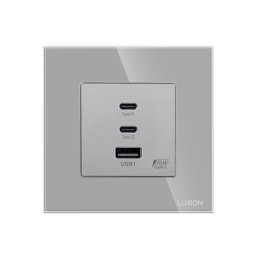 Priza USB Fast Charge 65W cu USB-A, 2 USB-C si rama din sticla Luxion