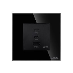 Priza USB Fast Charge 65W cu USB-A, 2 USB-C si rama din sticla Luxion