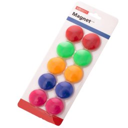 Magneti pentru tabla magnetica si flipchart, 10 bucati, 20 mm, multicolor