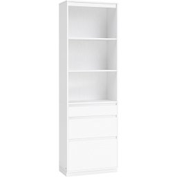 VASAGLE Biblioteca cu 3 sertare si polite reglabile, colectia Kailyn, PAL laminat 15 mm, 57x30x180 cm, alb