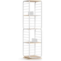 Biblioteca rotativa VASAGLE 360° cu 5 polite si cadru metalic, alb
