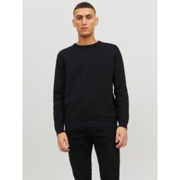 Jack & Jones Pulover barbati cu decolteu la baza gatului, Negru (SELECTATI MARIMEA: M)
