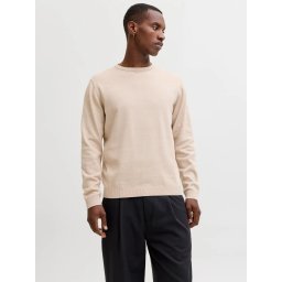 Jack & Jones Pulover barbati cu decolteu la baza gatului, Bej (SELECTATI MARIMEA: M)