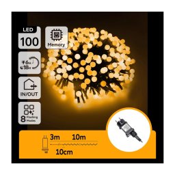 Aigostar - LED Ven. ghirlandă decorativă 100xLED/3,6W/230V/8 funcții 10m IP44 alb cald