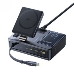 Incarcator priza USB-A + 2 x USB-C + incarcare wireless + cablu USB type C 140W Nomos, Baseus P10170902123-00