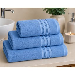 Set 3 prosoape baie Valentini Bianco TM900A/3/2139, Albastru