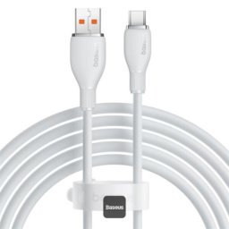 Pudding Series, Fast Charging Data Cable pt. smartphone, USB la USB Type-C 100W, 1.2m, alb