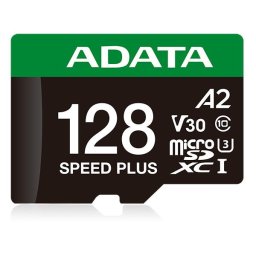 Card memorie MicroSDXC A-Data Speed Plus, 128GB, Clasa 10, UHS-I U3, V30, A2 + Adaptor SD