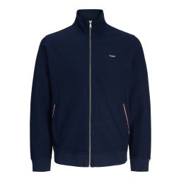 Jack & Jones Plus Cardigan tricotat barbati big sizes cu guler inalt, din bumbac organic, Regular fit, JPRBLUALVES, Bleumarin inchis (SELECTATI MARIMEA: 8XL)