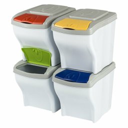 Coș de sortare deșeuri Poker set 20 l, 4 buc., alb, alb