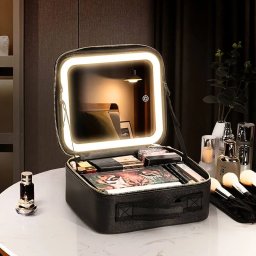 Organizator de cosmetice cu oglinda LED