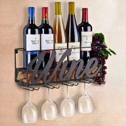 Suport de vin suspendat pentru sticle si pahare