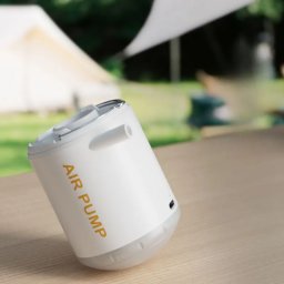 Pompa de aer portabila cu lanterna si baterie reincarcabila, ideala pentru saltele, camping si excursii