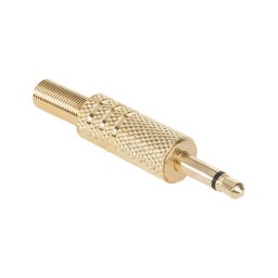 Mufa jack 3.5 mm mono tata din metal, auriu, pentru cabluri audio