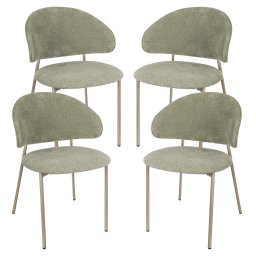 Set 4 scaune dining Lipis verzi, tapitate textil, cu cadru metalic