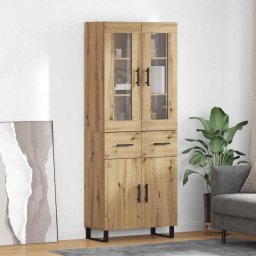 Bufet 2 pcs Stejar Artizanal Lemn Stratificat si Sticla GartenMobel Dekor