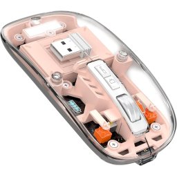Mouse wireless si Bluetooth Interlink M133, 2400 DPI, roz transparent