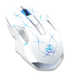 Mouse gaming wireless HXSJ T300, 2400 DPI, 7 butoane, RGB, alb