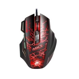 Mouse gaming iMice A7 cu fir, RGB, 3200 DPI, 7 butoane, negru