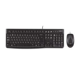 Kit tastatura si mouse Logitech MK120 cu fir, USB, layout US INTL, negru