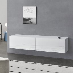 Comoda TV Suspendata pe Perete cu 2 Usi, 140x33x30 cm, PAL Alb Lucios