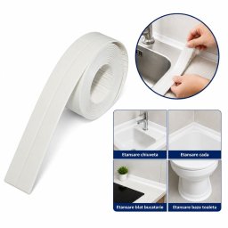 Banda de etansare impermeabila autoadeziva pentru cada si chiuveta 38 mm x 3,2 m