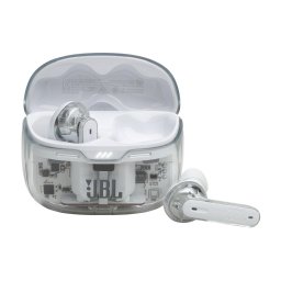 Casti JBL Tune Beam Ghost Edition, in-ear, 4 microfoane, autonomie 48 ore, Alb