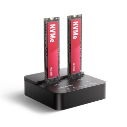 AXAGON ADSA-M2C22L USB-C 20Gbps dupla M.2 NVMe SSD clonarea stație andocare negru