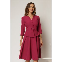 Rochie eleganta magenta tip sacou cu peplum