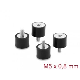Set 4 buc amortizor vibratii M5x0.8 mm/20x15mm, Delock 60819