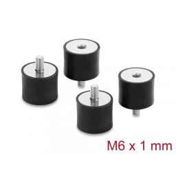 Set 4 buc amortizor vibratii M6x1mm/25x20mm, Delock 60820