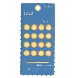 Jucarie gingivala senzoriala pentru bebelusi tip telefon din silicon moale, 12 cm, +3 luni, bleu cu galben