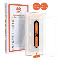 Mobile Origin Orange Screen Guard iPhone 15 Pro Max/15 Plus with easy applicator, 2 pack