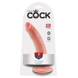 King Cock 7 Inch Flesh Dildo Realist cu Ventuză 20,5 cm - Nude deschis , 20.5 , 4,1 cm