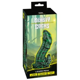 Beasty Cocks Lizard Peak Dildo cu Ventuză din Silicon Lichid 22 cm