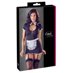 Maid's Rochie Costum Menajeră cu Șorț și Bretele Detașabile - Negru , M