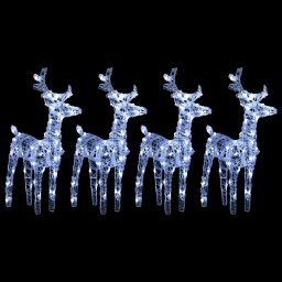 Reni de Craciun, 4 buc., alb rece, 160 LED-uri, acril GartenMobel Dekor