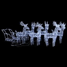 Decoratiune de Craciun reni si sanie 320 LED-uri acril GartenMobel Dekor