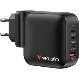 GPS Verbatim Mini GaN Charger 100W 4-Port, 1x USB-A, 3x USB-C (black, PD 3.0, QC 3.0)