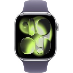 GPS Apple Watch Series 11, smartwatch silver, aluminum, 46 mm, sport strap mist purple S/M