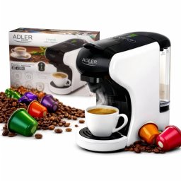 Espressor Automat cu Capsule Adler AD 4386 Rezervor Apa 0.6L Presiune 19 Bar 1450W Alb/Negru