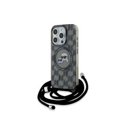 Husa Karl Lagerfeld Apple iPhone 15 Pro IML Crossbody Monogram Karl & Choupette's Heads Negru