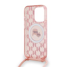 Husa Karl Lagerfeld Apple iPhone 15 Pro IML Crossbody Monogram Karl & Choupette's Heads Roz