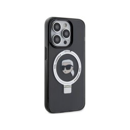 Husa Karl Lagerfeld Apple iPhone 15 Pro Ring Stand Karl's Head Negru